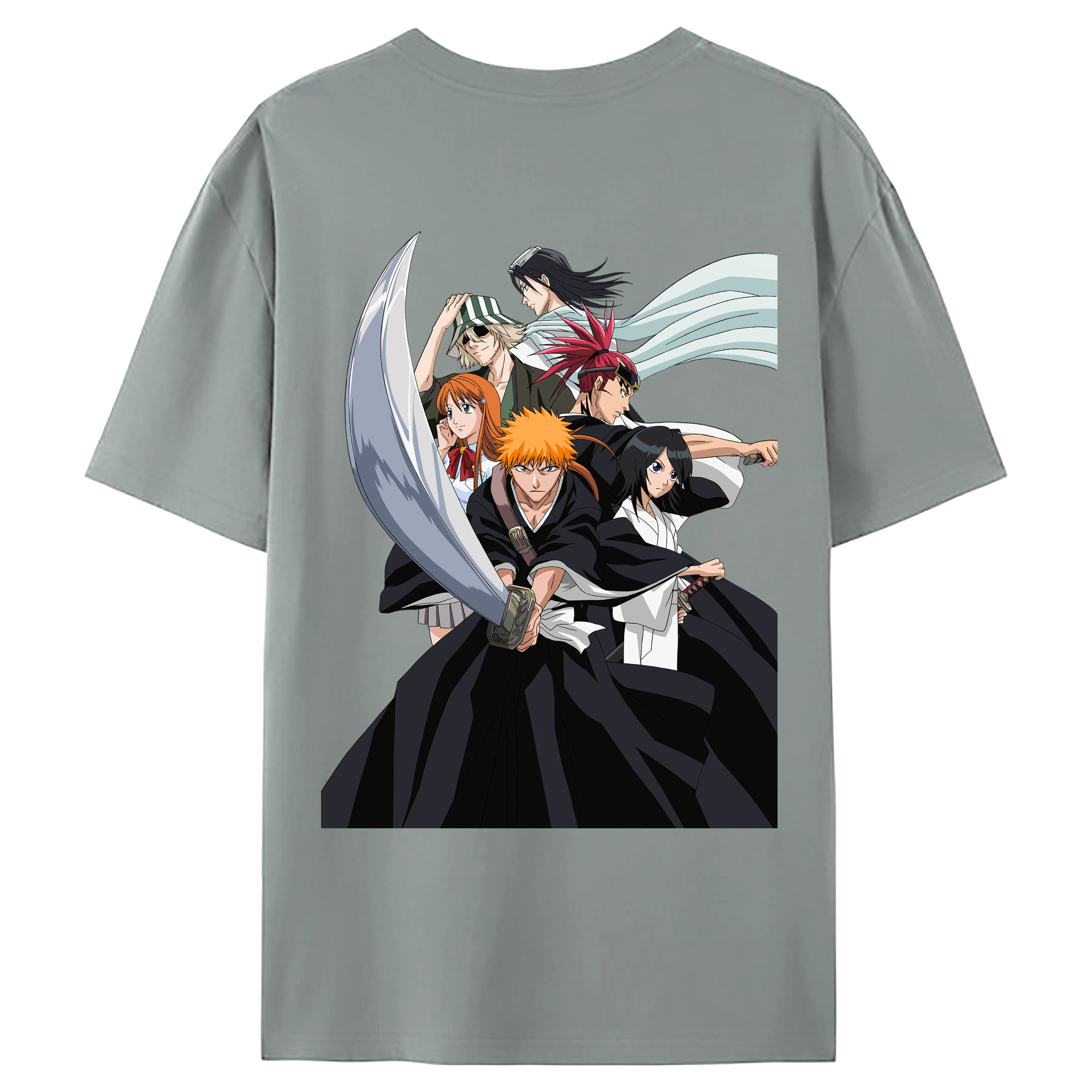 （画像用） ブリーチ 黒崎一護（くろさき いちご）BLEACH Kurosaki Ichigo 綿100％ メンズ半袖Tシャツ（バックプリント） 通気性